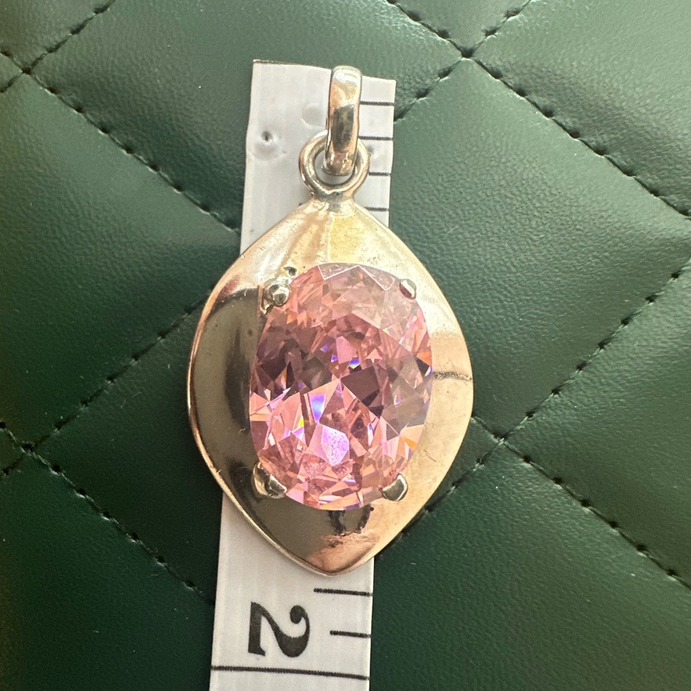 Large Pink Gemstone Pendant - Picture 14 of 14